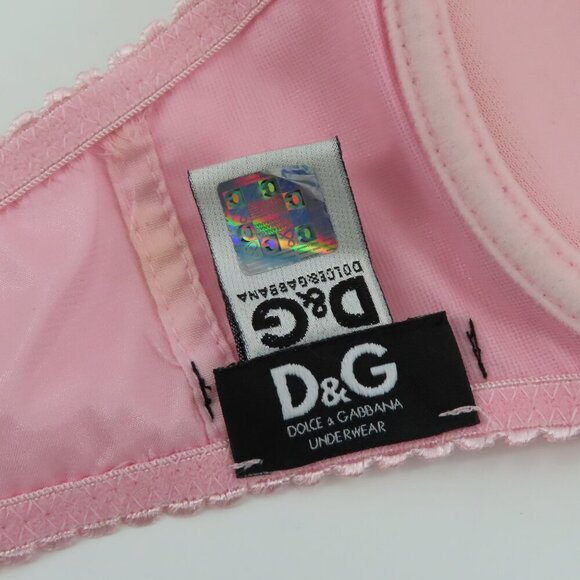 Dolce & Gabbana Womens 34B Solid Pink Satin Bow Coquette Bra Underwire Lined - Picture 13 of 16